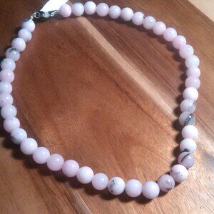 Pink and Black Agate Sterling Silver Necklace (18 Inch)